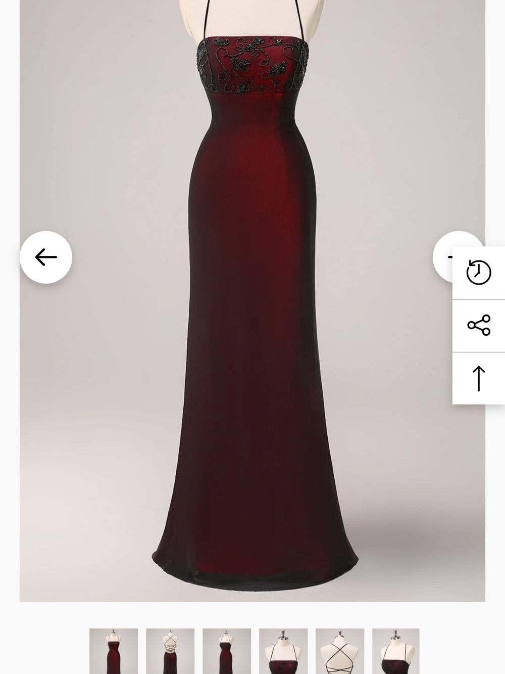 Beaded Bodice Evening Gown - Red